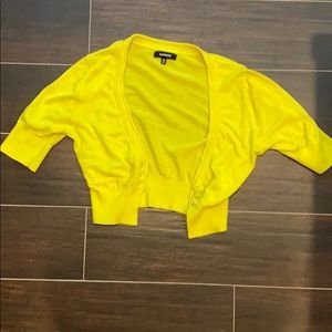 Express Yellow Cropped Cardigan